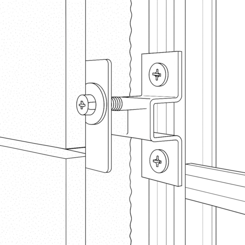 Схема узла крепления фасадной панели к металлокаркасу
