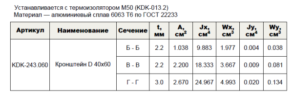 Кронштейн несущий D 40х60 KDK-243.060 Doksal (KDK-550.060), без покрытия