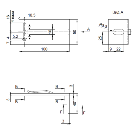 Кронштейн опорный S 40х100 KDK-245.100 Doksal (KDK-121.2), без покрытия