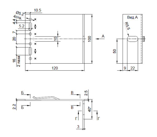Кронштейн несущий D 40х120 KDK-243.120 Doksal (KDK-550.120), без покрытия