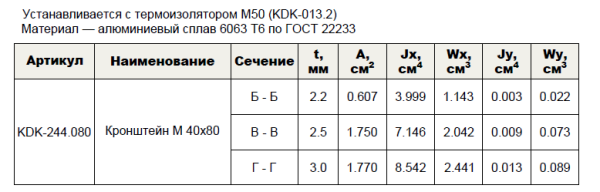Кронштейн опорный M 40х80 KDK-244.080 Doksal (KDK-111), без покрытия