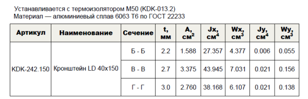 Кронштейн несущий LD 40х150 KDK-242.150 Doksal, без покрытия