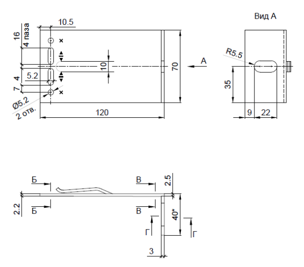 Кронштейн опорный M 40х120 KDK-244.120 Doksal (KDK-112), без покрытия