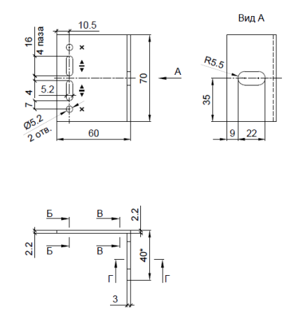 Кронштейн опорный M 40х60 KDK-244.060 Doksal (KDK-110), без покрытия