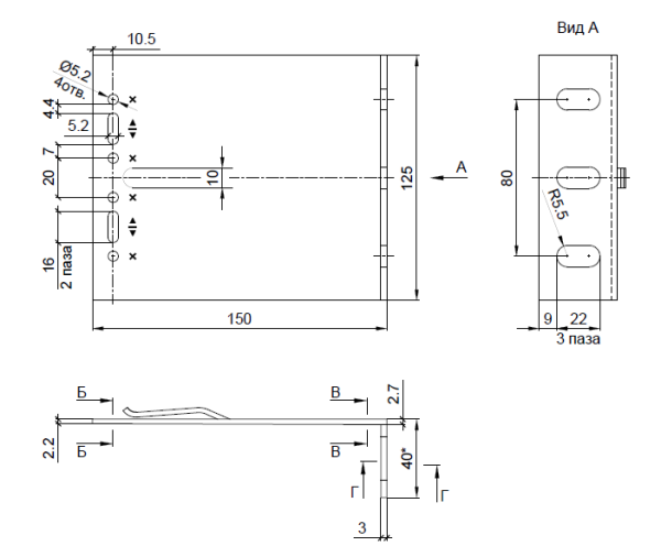 Кронштейн несущий LD 40х150 KDK-242.150 Doksal, без покрытия